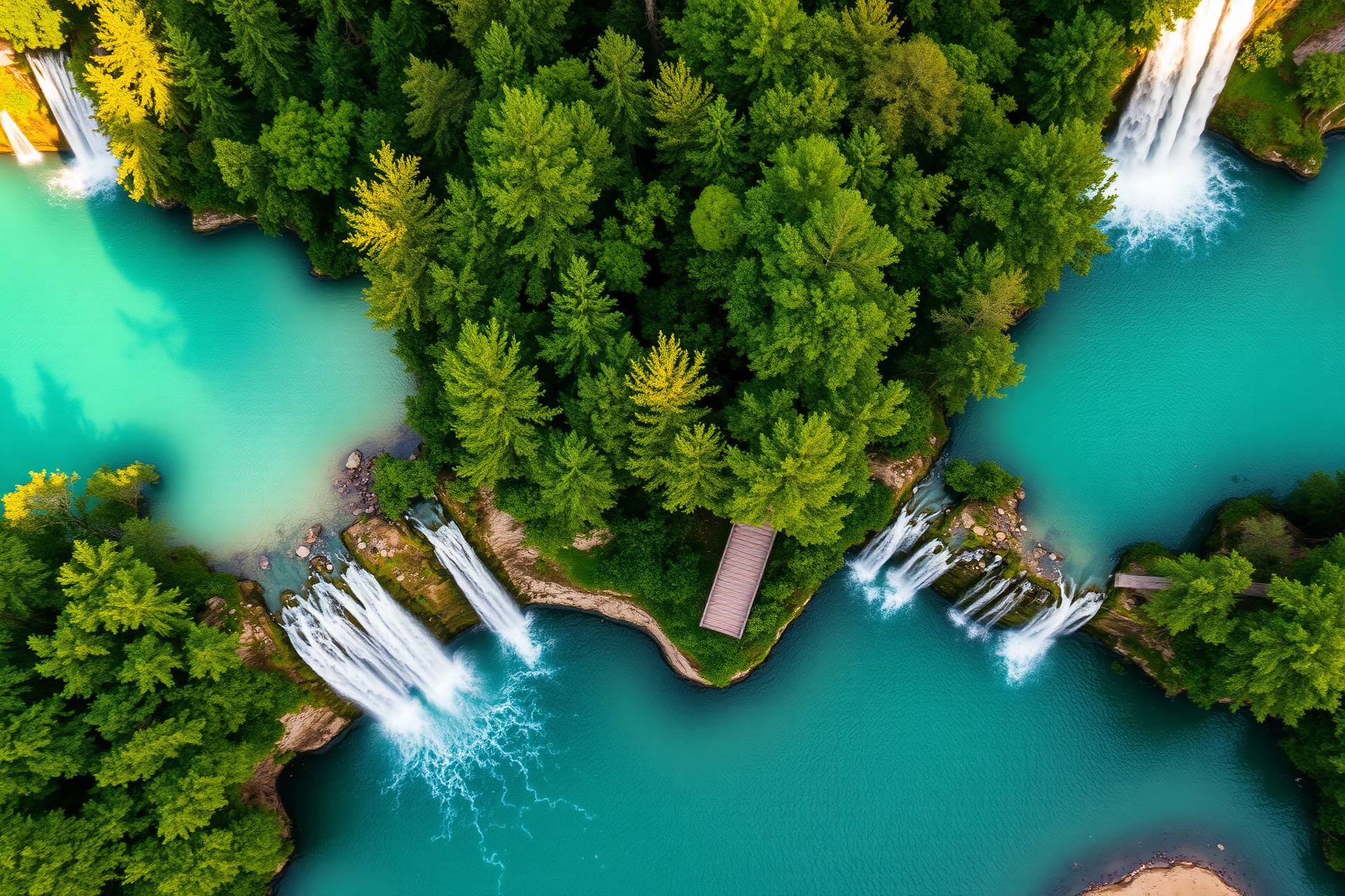Turquoise lakes and wooden boardwalks at Plitvice Lakes National Park, Croatia